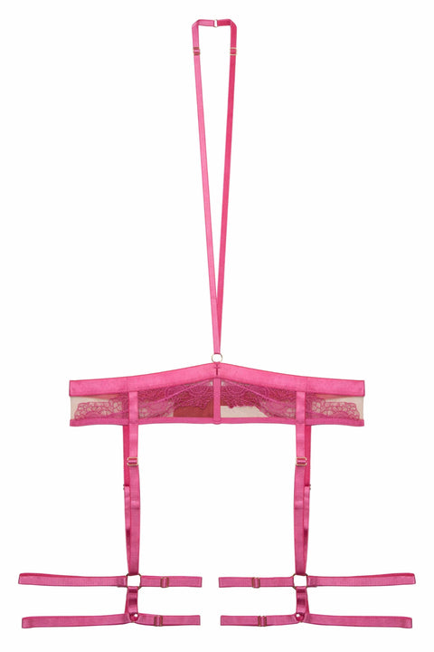 Tasha Pink Illusion Mesh Harness Suspender