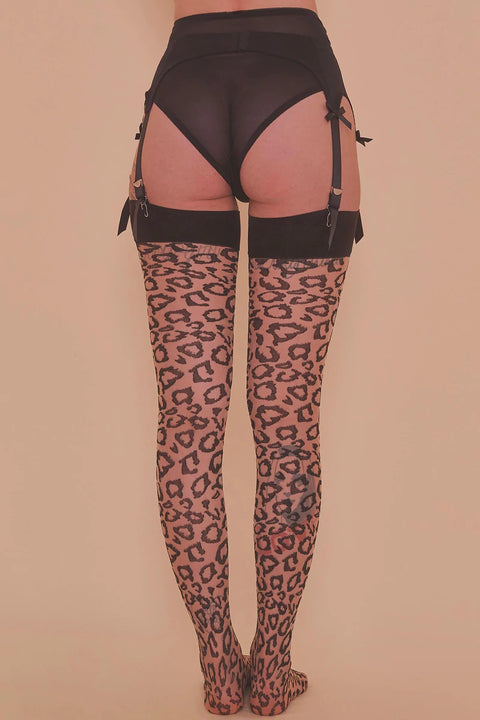Leopard Knit Stockings Nude | Bettie Page