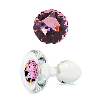 Short Stem Plug with Pink Crystal  | Crystal Delights