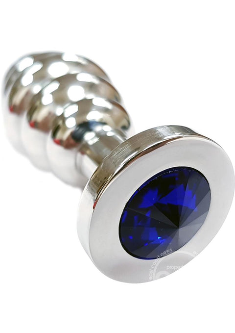 Ribbed Steel Plug Blue Jewel | Rouge
