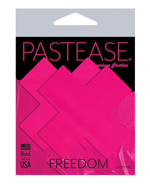 Neon Pink Cross X Black Light Reactive Pasties | Pastease