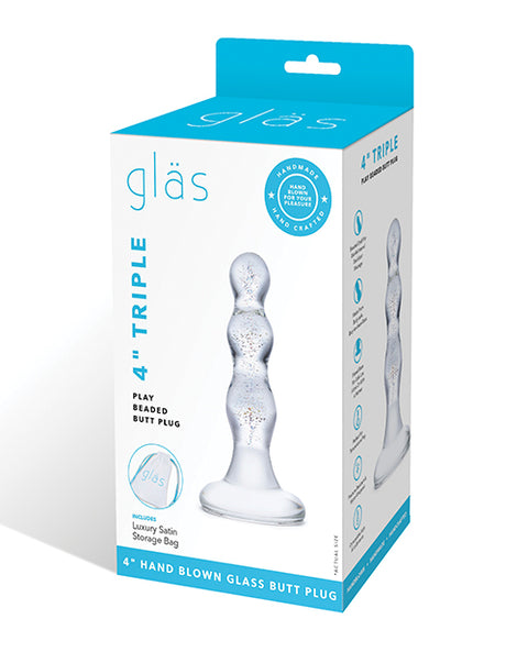 Glass Triple Play Beaded Butt Plug | Gläs