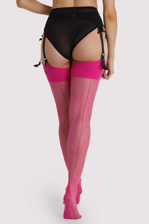 Pink Peacock Seamed Stockings | Playful Promises