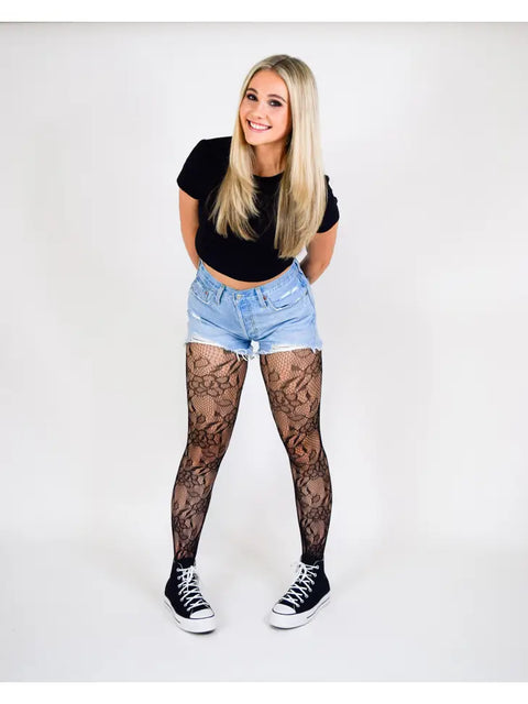 Fishnet Flower Tights | Kixies