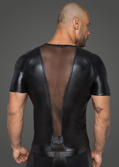 H056 Power Wet Look Men's T-Shirt | Noir
