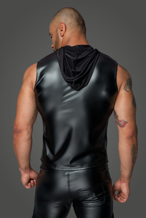 H062 Hooded Shirt with 2-way zipper | Noir