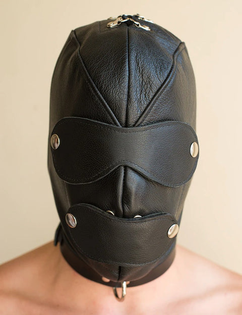 Leather Hood with Blindfold and Gag | The Stockroom