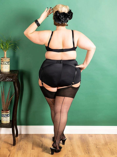 Curve Seamed Stockings Black on Black | What Katie Did