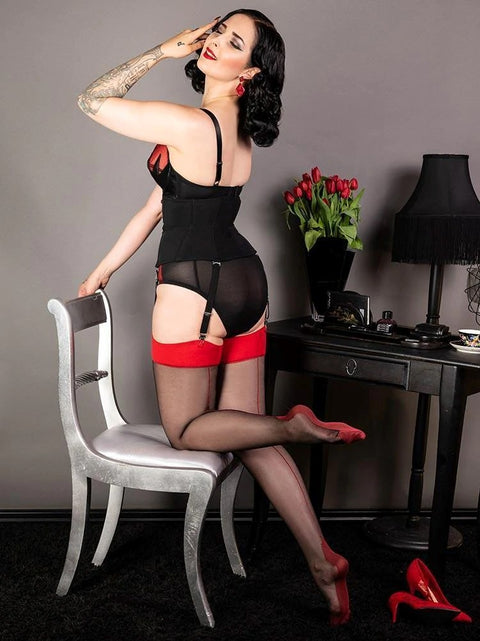 Seamed Stockings Black Red | What Katie Did